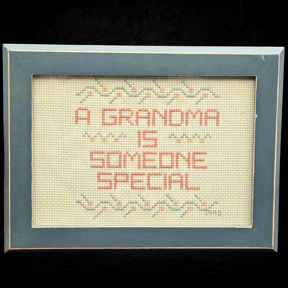 Vintage 1990 Framed Cross Stitch A Grandma Is Someone Special Handmade Art
